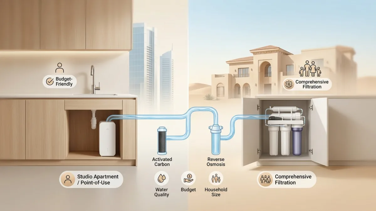 A comparison of different water filtration systems suitable for apartments and villas in Dubai.