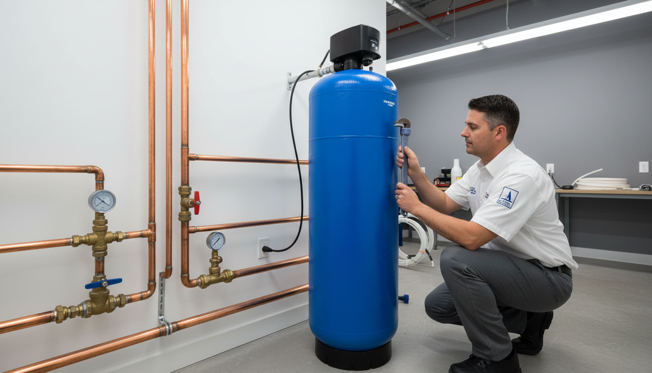 Water Filter Dubai Aqua Best technician installing water purification system - professional installation service in Dubai UAE